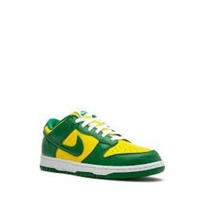Nike Dunk Low Green Yellow White Leather Men's Sneakers Shoes -‎ Size 10.5 UK